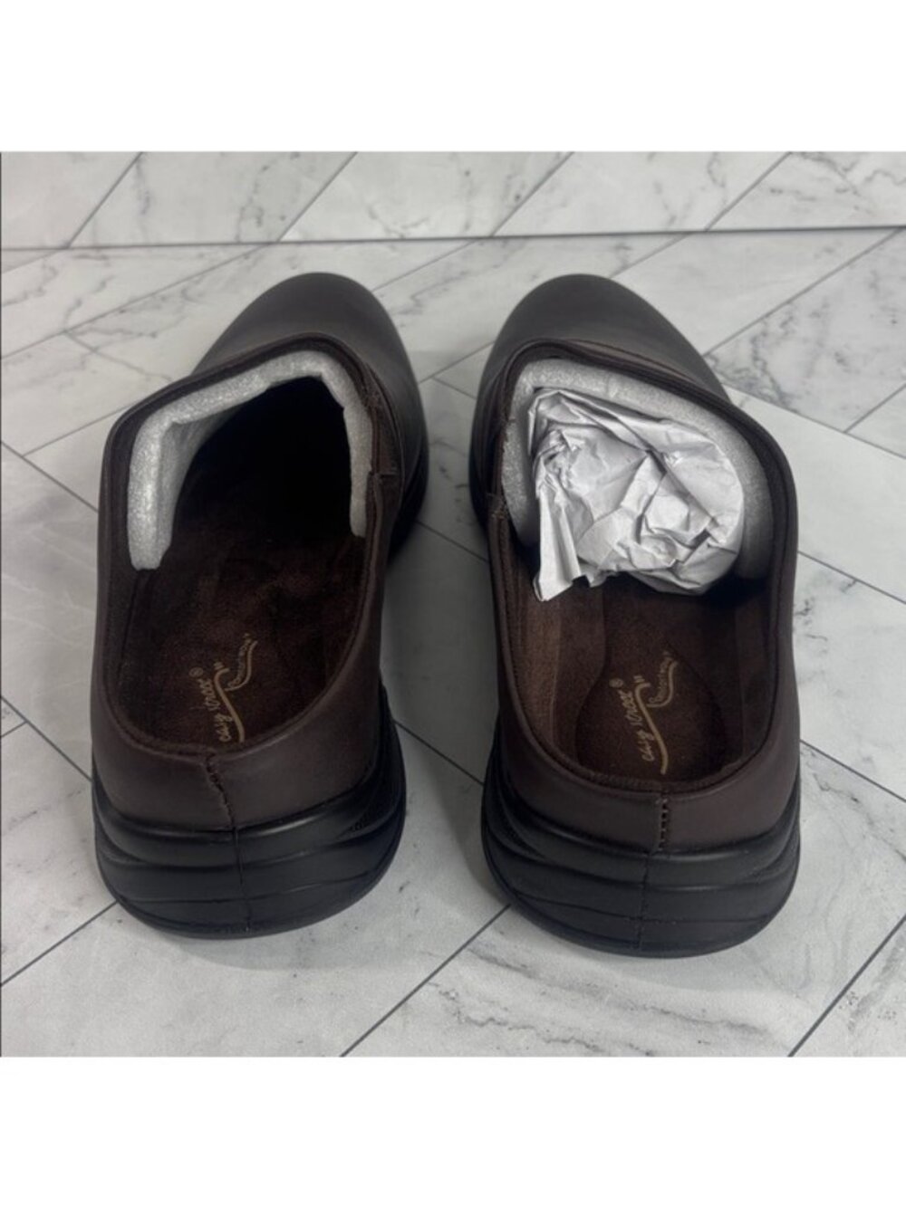 NWT Easy Street Womens Janalee Brown Faux Leather Slip-On Comfort Mules Size 8W - Picture 5 of 9